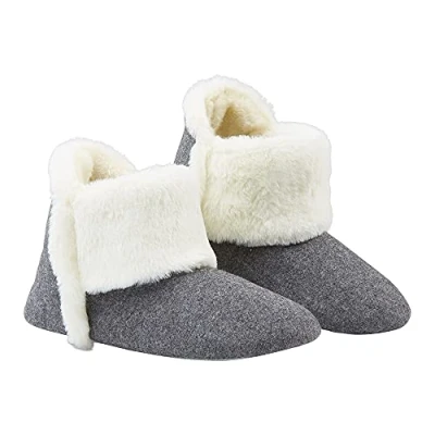 Afbeelding van DUNLOP pantoffels voor dames, pluizige met traagschuim inlegzolen, houtskool, 39 EU