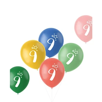 Afbeelding van Folat ballonnen Retro 9 Jaar Meerkleurig 33 cm 6 stuks