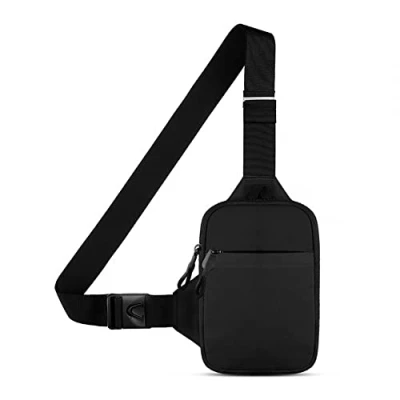 Afbeelding van DONGKER Schouderrugzak, Sling Borst Crossbody Tas Waterdicht voor Mannen &amp; Vrouwen Wandelen Reizen Buitensporten, Zwart S, onbezorgd
