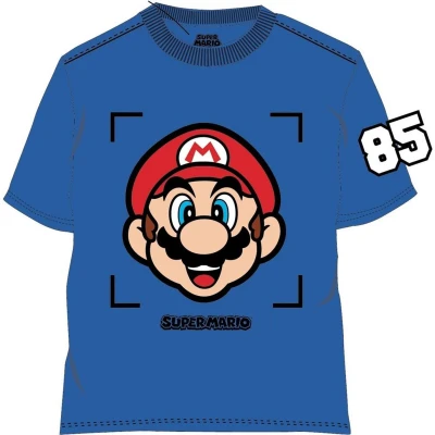 Afbeelding van Super Mario Bros T shirt Koningsblauw. Maat 98 cm / 3 jaar.