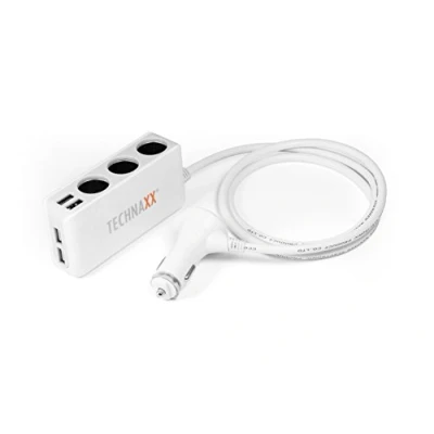 Afbeelding van Technaxx Autolader houder TE11 met 4 poorts USB poorten en 3 voudige autoverdeler voor smartphone/tablet