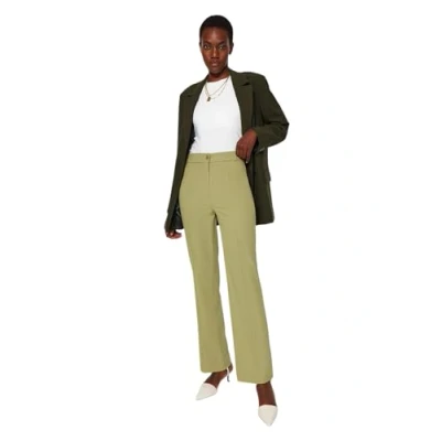 Afbeelding van Trendyol Vrouwen Lang hoge taille Direct Groene geweven broek met TWOSS21PL0093