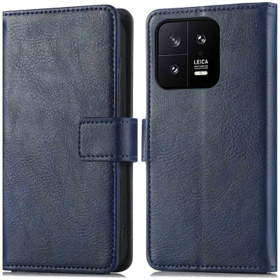 Afbeelding van Xiaomi 13 Hoesje Kunstleder iMoshion Bookcase Donkerblauw Telefoonhoesje