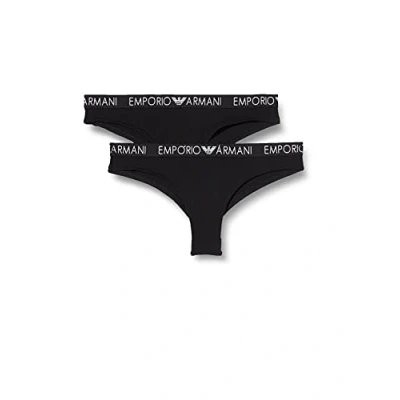 Afbeelding van Emporio Armani Brazilian Brief 2 PACK Slip, Dames, Maat: Large, Nero