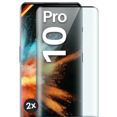 Afbeelding van moex Full Screen beschermend glas compatibel met OnePlus 10 Pro, beschermfolie randloos, volledig scherm, gebogen 3D veiligheidsglasfolie, transparant, 2 x zwart