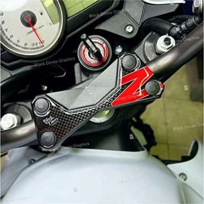 Afbeelding van Sticker van kunsthars voor stuurplaat, compatibel met Kawasaki Z750 Z1000 Z 750 1000 (zwart rood)