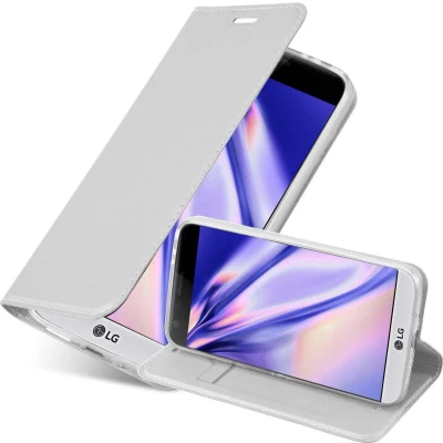 Afbeelding van Cadorabo Hoesje geschikt voor LG G5 in CLASSY ZILVER Beschermhoes met magnetische sluiting, standfunctie en kaartvakje Book Case Cover Etui