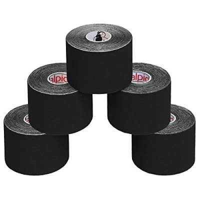 Afbeelding van ALPIDEX 5 Stuck Kinesiology Tape Veel kleuren m x cm Toepassingsfolder Elastisch Waterdicht Huidvriendelijk Fysio Spier Set, Kleur:Zwart