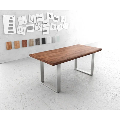 Afbeelding van Eettafel Edge acacia bruin 180x90 XL edelstaal smal Live