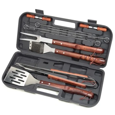 Afbeelding van Cuisinart BBQ Accesoires Set van 13 stuks Barbecue Gereedschap Hout Met o.a. Spatel, Grilltang en Maishouder