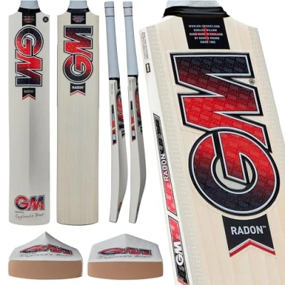 Afbeelding van Gunn &amp; Moore GM Cricket Bat Radon Prime Engelse wilg DXM, ToeTek, gegreineerde DuraCover Maat 6 Geschikt voor spelers 157 163cm/5&#039; 2&quot; 5&#039; 4&quot;