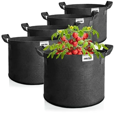 Afbeelding van COM FOUR® 5x Plantenzak 95 L voor aardappelen Tomatenbak met handvatten Tomatenplantpot Gewasbeschermingszak (95 5 stuks)