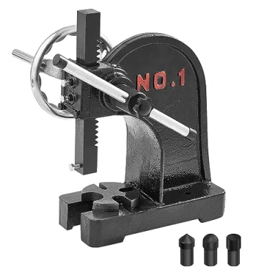 Afbeelding van VEVOR Arbor Press, 1 ton handmatige prieelpers met handwiel, 15 cm maximale hoogte, gietijzeren zware desktopprieelpers, precisiehandpers voor stempelen, buigen, rekken, vormen