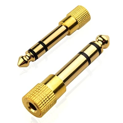 Afbeelding van Verguld 6,3 mm (1/4 inch) tot 3,5 (10.8 stekker van mannelijk naar vrouwelijk stereo adapter en audio jack connector (verpakking 2) Mobi Lock