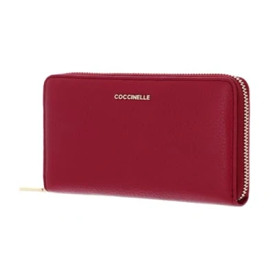 Afbeelding van COCCINELLE Metallic Soft Wallet Grained Leather Sangria