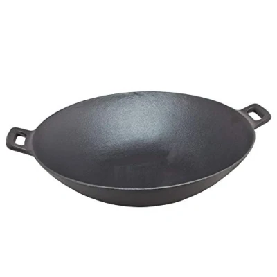 Afbeelding van Spetebo gietijzeren wok 36x11cm wokpan pan grillpan ijzeren inductie