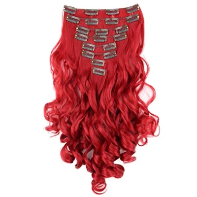 Afbeelding van CAISHA XL 45cm 7 Delige Set CLIP IN EXTENSIONS Haarextensies Haarstukje Golvend Rood CE13 1