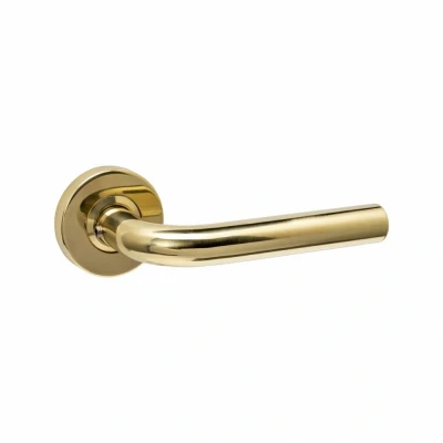 Afbeelding van Intersteel Deurkruk Luzern met rozet massief verdekt ø53x10mm nokken PVD messingkleur