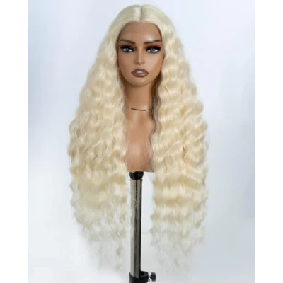 Afbeelding van Style Icon Kant Front Pruiken 76 cm Lange Golvende Synthetische Diep Midden Deel Baby Haar voor Vrouwen Hittebestendige Vezel