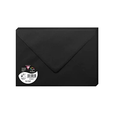 Afbeelding van Clairefontaine 5832C verpakking met 20 enveloppen pollen in formaat C5, 162 x 229 mm, 120 g, zwart
