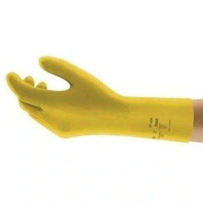 Afbeelding van Ansell Alphatec 37 320 Nitrilhandschoen Voor Chemische Weerstand, Vloeistof En Spatbescherming, Schoonmaak &amp; Afwas, Silicone Latexvrij, Waterproof, Dun, Heren Dames, Geel, M (12 Paar)