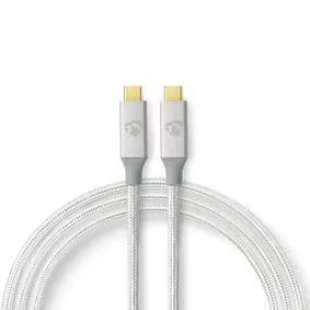 Afbeelding van USB C naar kabel 1 meter 3.2 (100% koper, Power Delivery, 100 W, Nylon, Zilver)