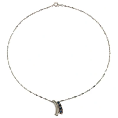 Afbeelding van Behave ketting zilver kleur met hangertje steentjes blauw minimalistische 39cm