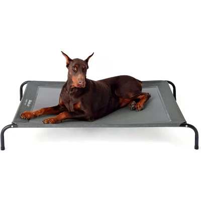 Afbeelding van Bedsure hondenbed, outdoor, grote honden, grijs, voor binnen en buiten, camping, verhoogd maat L 124 x 90 cm, hoogte 20 cm