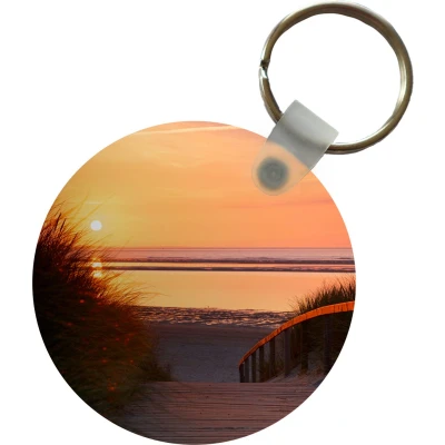 Afbeelding van Sleutelhanger Strand Zon Kleuren Plastic Rond Uitdeelcadeautjes