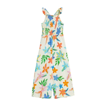 Afbeelding van Desigual Floral Print Jumpsuit voor kinderen, Maat: 146/152, White