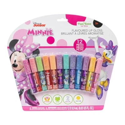 Afbeelding van Minnie Mouse 12 delige plantgebasserde lipgloss, meidenfeesten, eerste make up set voor meisjes, perfect feestjes, logeerpartijen, en verjaardagscadeaus, leeftijd 3+, van Townley Girl