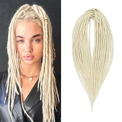 Afbeelding van 20 Inch 10 Strengen/Pak Synthetische Double Ended Dreadlocks Extensions Dunne 0,6 cm Gehaakte Gevlochten Haar Zachte Reggae Hiphop Hippie Stijl, Blond