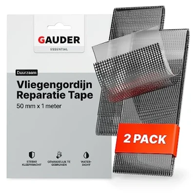 Afbeelding van GAUDER Vliegengaas, reparatietape (50 mm x 1 m), 2 reparatieset voor insectenhor deuren en ramen