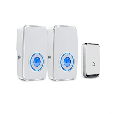 Afbeelding van 『Geen Batterij Nodig』Draadloze Deurbel Waterdicht,AURTEC Deurbelkit met 2 Plug in LED flitsontvangers &amp; 1 Druk op Zelfaangedreven Zender,51 Belsignalen,4 Volumeniveaus,Geen Nodig,Wit