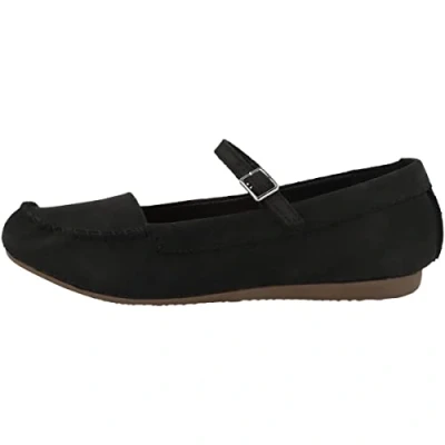 Afbeelding van Clarks Freckle BAR Damen Ballerina&#039;s met enkelbandjes, Dames, Maat: 38, Black nubuck Nubukleer