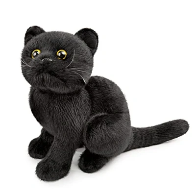Afbeelding van lilizzhoumax Speelgoed van zwarte kat, pluche, 28 cm, simulatie, realistische pop, speelgoed, wilde dieren, cadeau voor vrienden en kinderen
