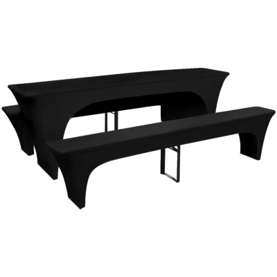 Afbeelding van Hoezen voor biertafel en banken stretch zwart 3 stuks 225 x 70 80 cm