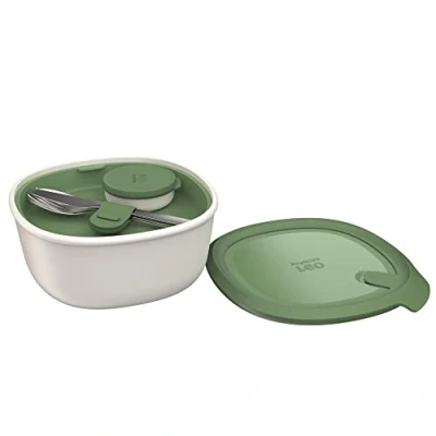 Afbeelding van BergHOFF Lunchset met bestek, Wit/Groen Polypropyleen Leo Line
