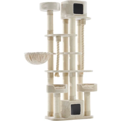 Afbeelding van Nobby Krabmeubel Kyla Krabpaal Huisje XXL Creme Beige Touw Hangmat Grote Kat Zware Maine Coon 209 cm hoog