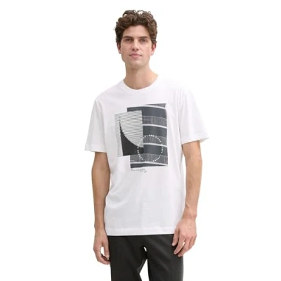 Afbeelding van TOM Tailor Photo Print Tshirt print, Heren, Maat: Small, White
