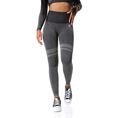 Afbeelding van STARK SOUL Seamless sportlegging hoge taille voor dames in zwart melange of grijs melange, maten S, M en L, L