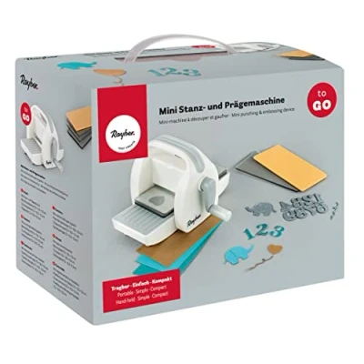 Afbeelding van Rayher 60999000 Mini stans en stempelmachine to go, flexibiliteit door handig formaat licht gewicht, ideale vakantie reisbegeleiding omdat draagbaar compact, levert geweldige resultaten