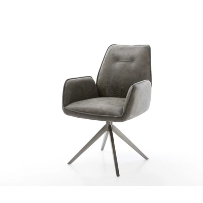 Afbeelding van DELIFE Draaistoel Zoa Flex microvelours grijs antiek kruisframe breed grafiet 360 draaibaar rocker functie pocketveer kern