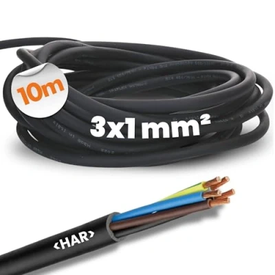 Afbeelding van 10 meter Lapp 1600117 H07RN F 3x1 mm² flexibele rubberen kabel met aardgeleider I UV bestendige voor buitengebruik oliebestendig koudebestendig aansluitkabel 3G1 mm2 zwart