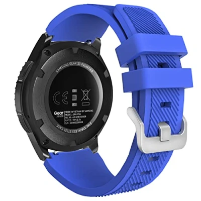 Afbeelding van MoKo Armband compatibel met Samsung Galaxy Watch 3 45 mm/Galaxy 46 mm/Gear S3 Frontier/Classic/Huawei GT2 Pro/GT/GT2 mm/Ticwatch Pro 3, 22 mm siliconen reservesportarmband, koningsblauw