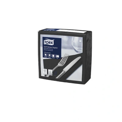 Afbeelding van Tork Soft Dinnerservet 39x39cm 3 laags 1/4 vouw Zwart 477675