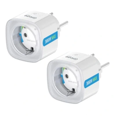 Afbeelding van GHome Smart stopcontact 16 A, WLAN stopcontact, set van 2 Home met app afstandsbediening, spraakbediening, timerfunctie, wifi compatibel Alexa/Google Assistant,