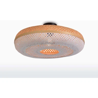 Afbeelding van GOOD&amp;MOJO Plafonniere Palawan Bamboe/Wit Ø60cm Bruin