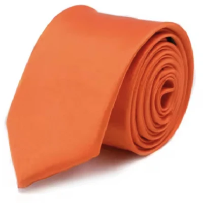 Afbeelding van CHPN stropdas Oranje kleurige Smalle tie Orange Polyester Universeel Accessoire das Chique