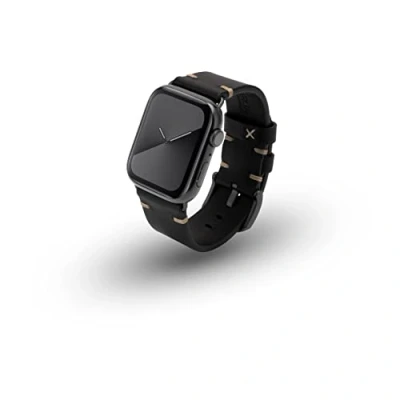 Afbeelding van JT Berlin Watchband Alex II Vintage Horlogeband 42 mm, 44 45 mm M Zwart, Space grijs Watch Series 1, 2, 3, 4,